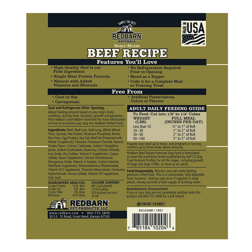 Redbarn Beef Recipe Rolled Food (4 lb)