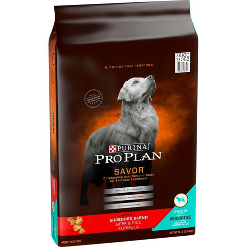 Purina Pro Plan Savor Adult Shredded Blend Beef Rice Formula Dry Dog Food 18 lb Fayetteville NC Naturally Unleashed