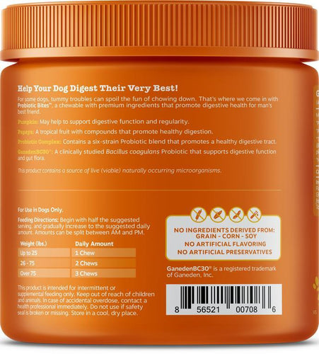 Zesty Paws Probiotic Bites with Digestive Enzymes Pumpkin Soft Chews for Dogs