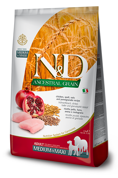 Farmina N&D Ancestral Grain Canine Chicken & Pomegranate Medium & Maxi Adult Food (33 Lbs)