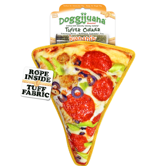 Doggijuana Tuffer Chewer Refillable Supreme Pizza Dog Toy (Large)