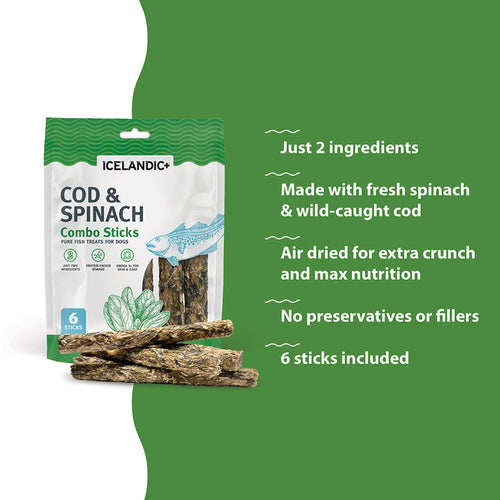 Icelandic+ Cod & Spinach Combo Sticks For Dogs (2 oz)