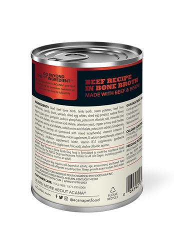 ACANA Beef Recipe in Bone Broth Premium Chunks Wet Dog Food (12.8 Oz Single Can)