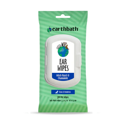 Earthbath Ear Wipes with Witch Hazel & Chamomile for Dogs and Cats (30-count)