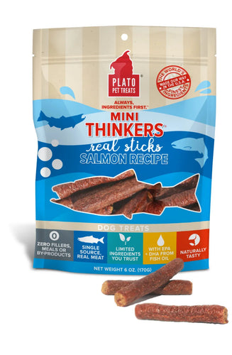 Plato Mini Thinkers Salmon Meat Stick Dog Treats (6 oz)