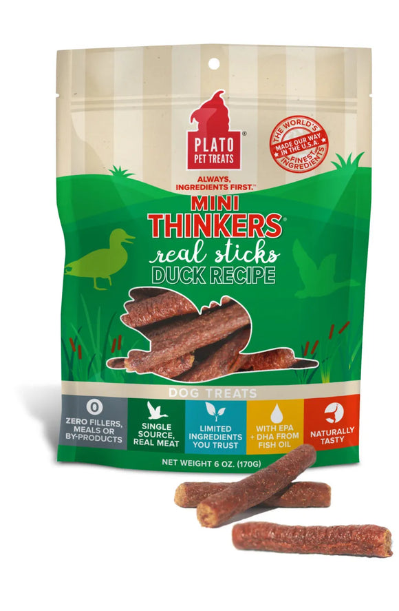 Plato Mini Thinkers Duck Meat Stick Dog Treats (6 oz)