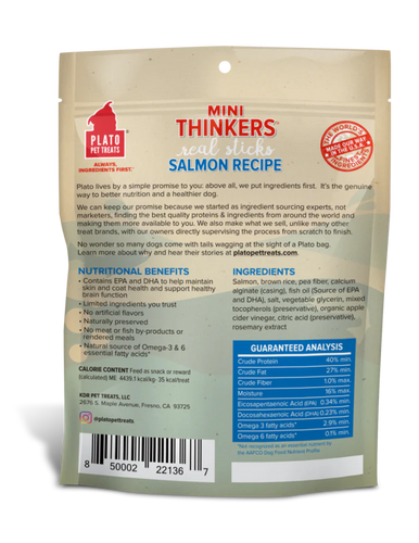 Plato Mini Thinkers Salmon Meat Stick Dog Treats (6 oz)