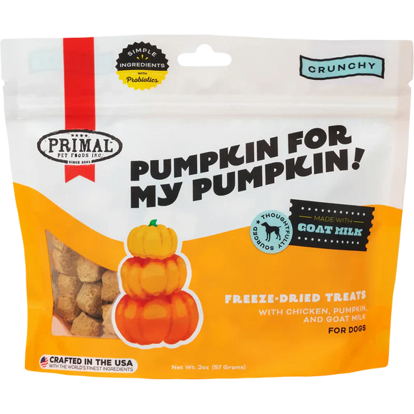 Primal Pet Foods Pumpkin For My Pumpkin Chicken, Pumpkin & Goat Milk Dog Treats (2 oz)