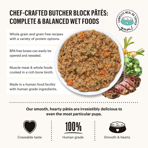 The Honest Kitchen Beef, Cheddar & Farm Veggies Butcher Block Pate Wet Dog Food (10.5 oz)