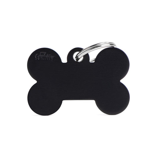 MyFamily ID Tag Basic Collection Big Bone Black in Aluminum (Grande, Black)