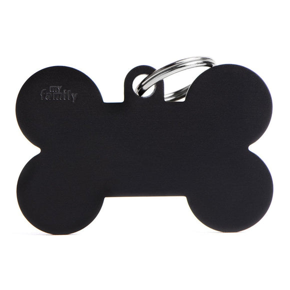 MyFamily ID Tag Basic Collection Bone XL Black in Aluminium (Media, Black)