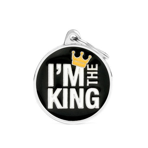 MyFamily ID Tag Big Circle I'm The King (Grande, Black)