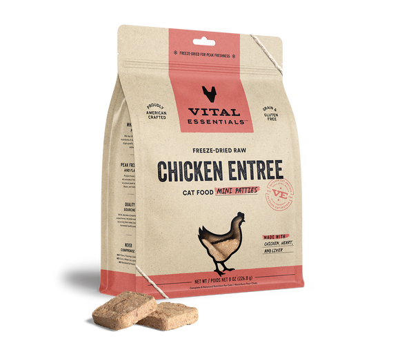 Vital Essentials Chicken Freeze-Dried Raw Entrée Cat Food Mini Patties