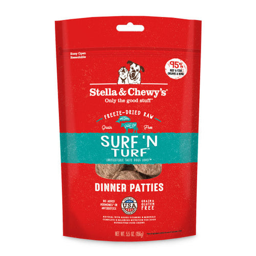 Stella & Chewy's Freeze-Dried Raw Dinner Patties for Dogs - Surf 'n Turf Recipe (25-oz)