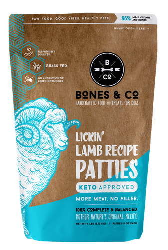 Bones & Co. Lickin' Lamb Recipe Raw Frozen Patties Dog Food (6 Lb)