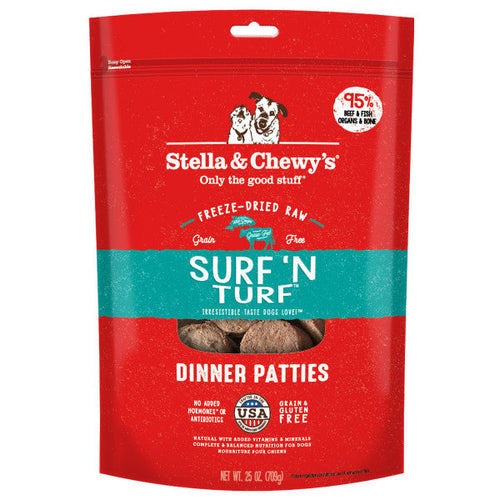 Stella & Chewy's Freeze-Dried Raw Dinner Patties for Dogs - Surf 'n Turf Recipe (25-oz)