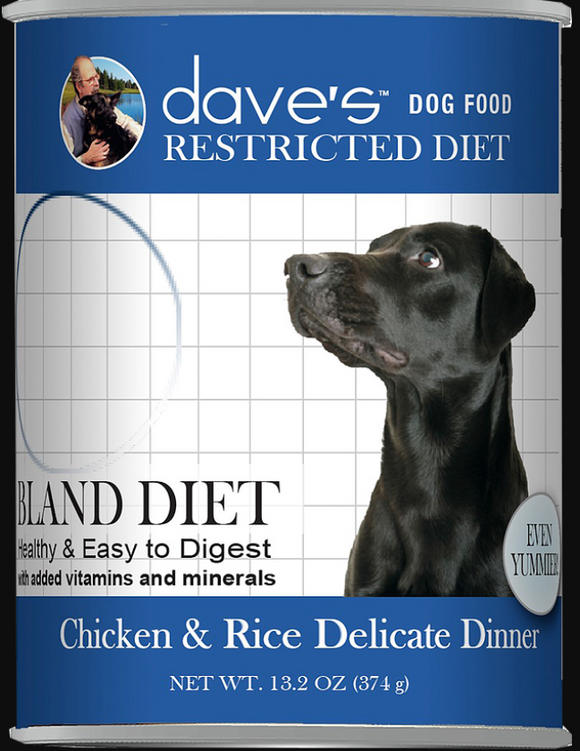 Dave's Restricted Diet Bland – Chicken and Rice Canned Dog Food (13.2 oz Case of 12)