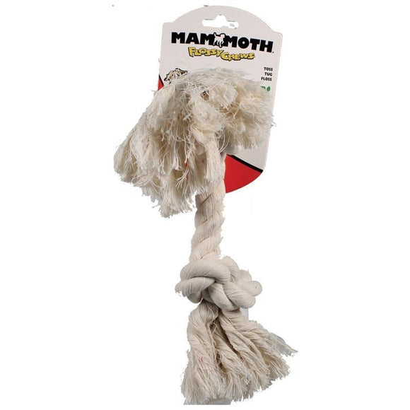 MAMMOTH FLOSSY CHEWS COTTON ROPE BONE (14 IN, WHITE)