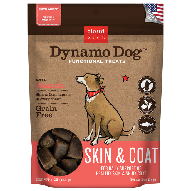 Cloud Star Dynamo Dog Functional Soft Chews Skin and Coat Salmon Dog Treats