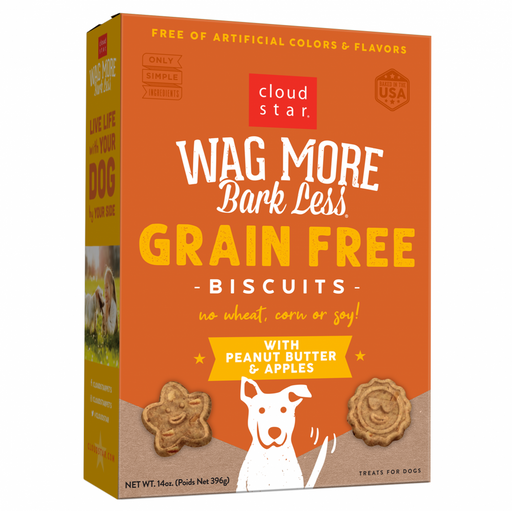 Cloud Star Wag More Bark Less Crunchy Grain Free Peanut Butter & Apples Dog Treats