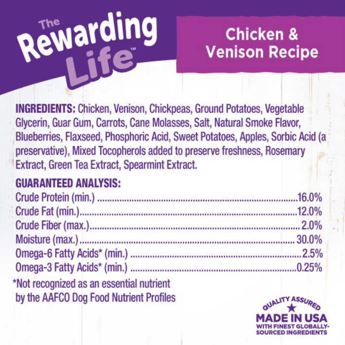 Wellness Rewarding Life Soft & Chewy Dog Treats Grain Free Chicken & Venison