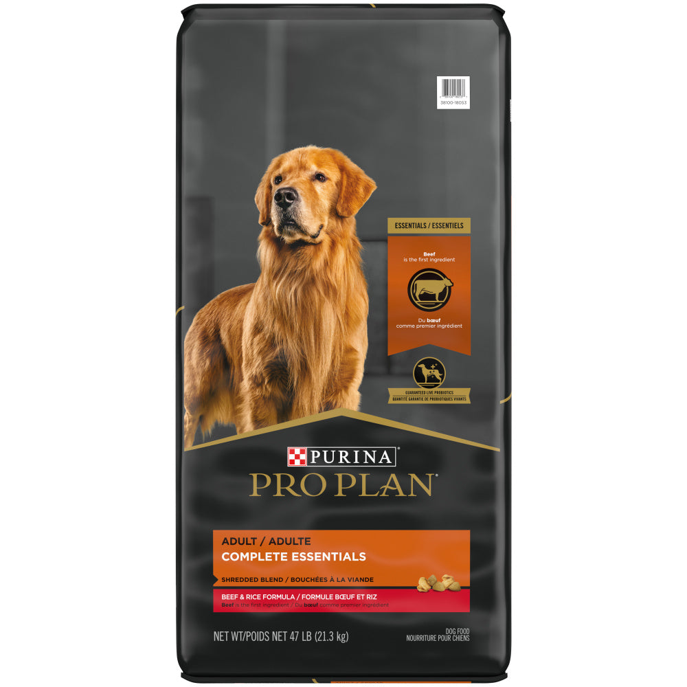 Purina Pro Plan Complete Essentials Shredded Blend Beef & Rice Formula Dry Dog Food