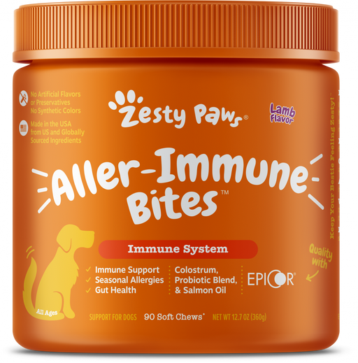 Zesty Paws Aller-Immune Bites for Seasonal Allergies Lamb Flavor Immune Function   Sensitive Skin & Gut Health for Dogs